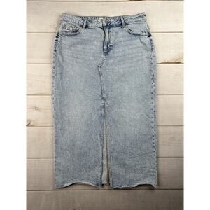 Maurices M Jeans Skirt Womens 16 Acid Wash Slit in Front Stretch Denim Midi Y2K